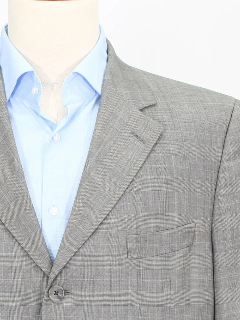 Jack Victor 44R 38x28 Gray Full Suit 3-Button Check R927